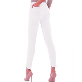 Leggings donna Matignon jeans cotone con motivo di frange sul fondo gamba 2