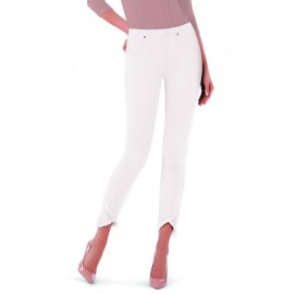 Leggings donna Matignon jeans cotone con motivo di frange sul fondo gamba