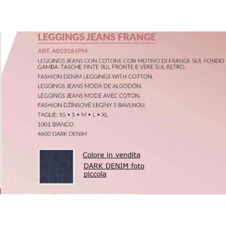 Leggings donna Matignon jeans cotone con motivo di frange sul fondo gamba