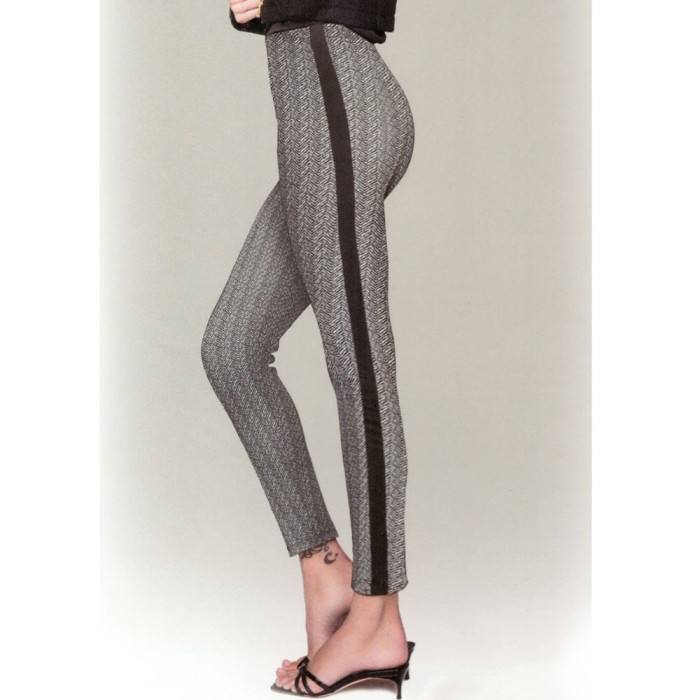 Leggings donna Jadea in tessuto Galles a vita alta con banda laterale