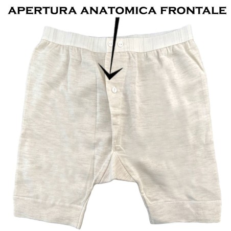 Mutanda uomo Gicipi gamba corta in misto lana costina liscia con apertura