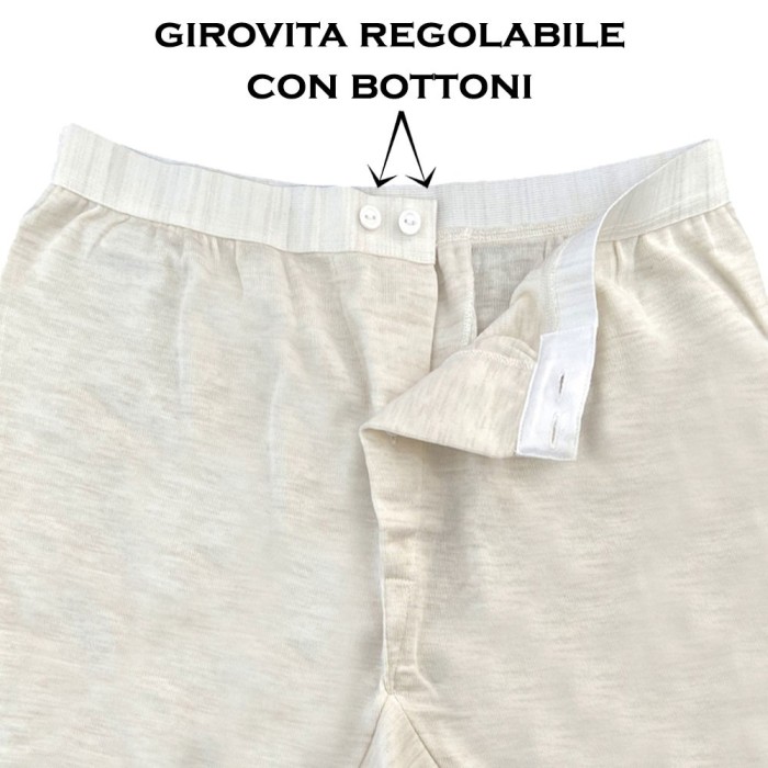 Mutanda uomo Gicipi gamba corta in misto lana costina liscia con apertura