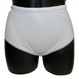 12 Culotte donna Acquablu alte in cotone a costine con giro gamba in pizzo