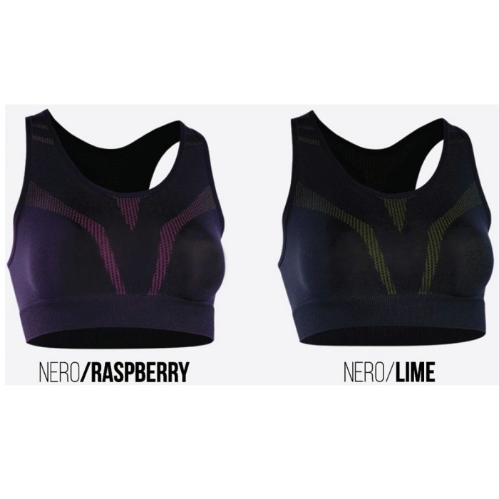 Top sportivo donna Jadea spalla larga senza cuciture con inserti
