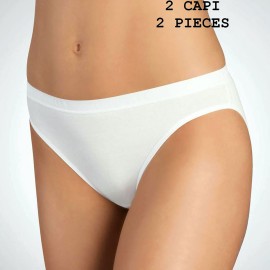 2 Slip da donna Cotonella in cotone elasticizzato a vita bassa con elastico esterno