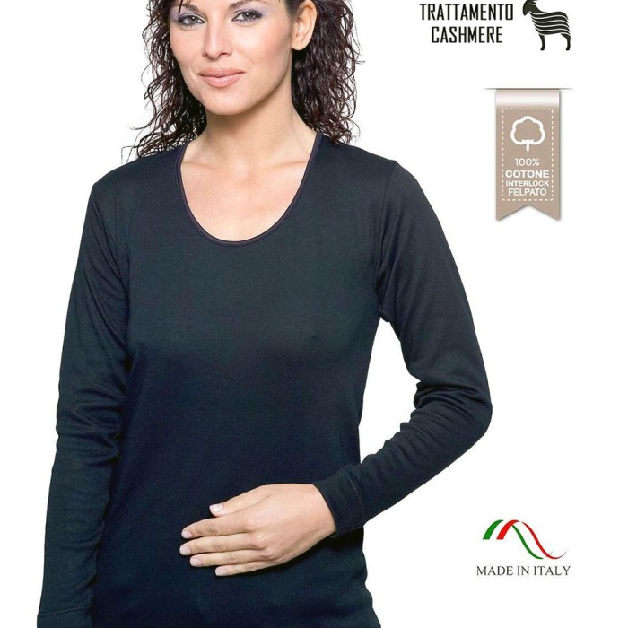 3 Maglie donna Leable manica lunga in caldo cotone con profilo raso