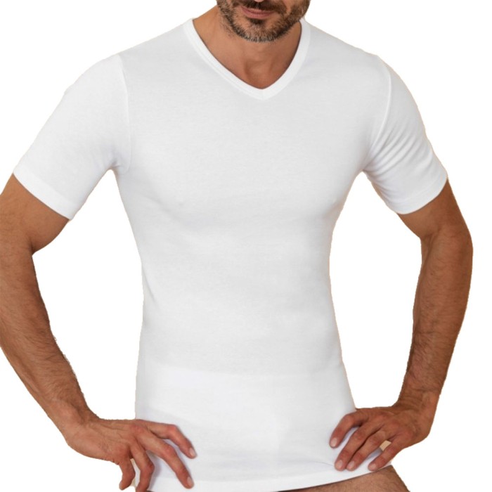 3 T-shirt uomo Club88 manica corta con scollo a V in caldo cotone felpato