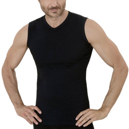 T-shirt maglia uomo Club88 smanicato con scollo a V in puro cotone aderente