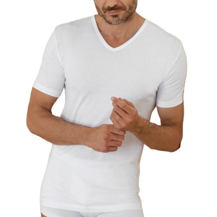 T-shirt uomo Club88 con scavo a V ampio in jersey di cotone