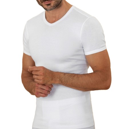 T-shirt uomo Club88 con collo a V in jersey di cotone aderente