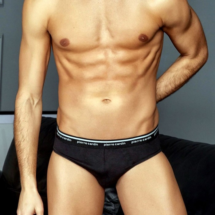 4 Slip uomo Pierre Cardin midi a vita bassa con elastico loggato