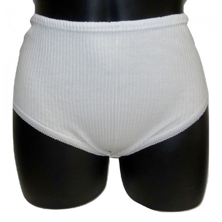 12 Culotte donna Acquablu alte in cotone a costine con giro gamba in pizzo