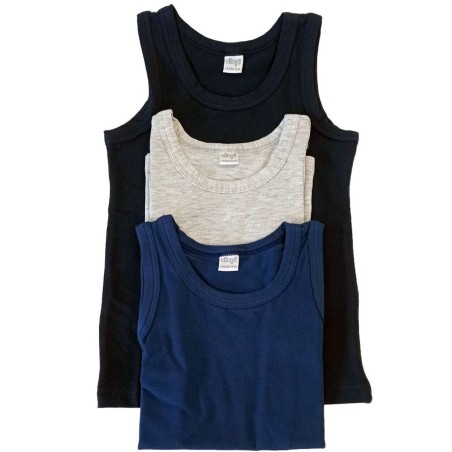 3 Canottiere da bambino Ellepi spalla larga in cotone elasticizzato