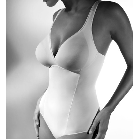 Body donna Gios modellante senza ferretto con scollo V a controllo medio