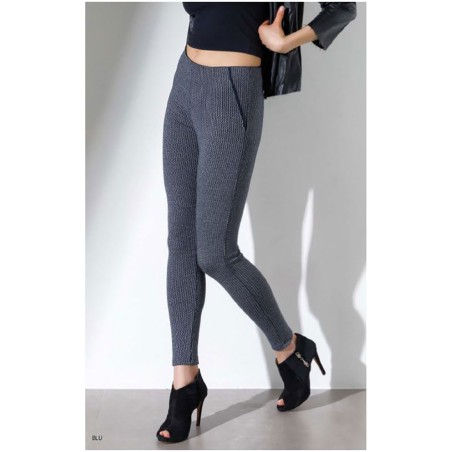 Leggings donna Jadea vita alta con taglio tasca in jacquard elasticizzato