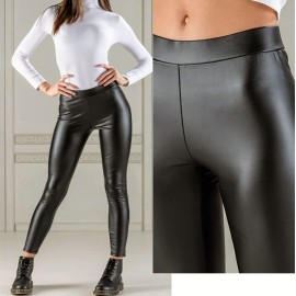 Leggings donna Eletta Milano in eco pelle con interno felpa termica