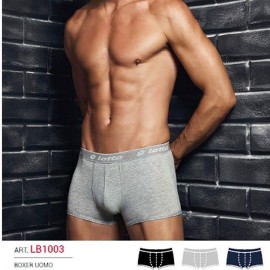 3 Boxer uomo Lotto in cotone bi-elastico con elastico esterno loggato