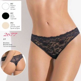 Slip brasiliana donna SieLei tutto in pizzo elasticizzato con bordi smerlati