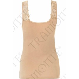 Canottiera donna Tramonte spalla larga in micro modal balza pizzo 2