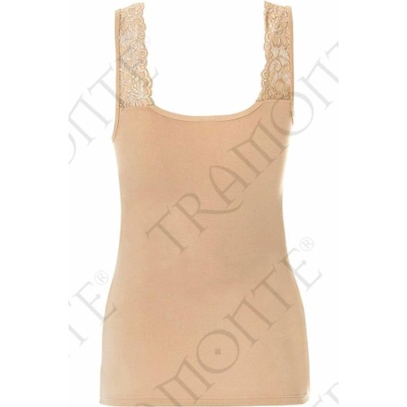 Canottiera donna Tramonte spalla larga in micro modal balza pizzo
