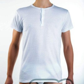 T-shirt uomo FDB manica corta a serafino in jersey di cotone aderente