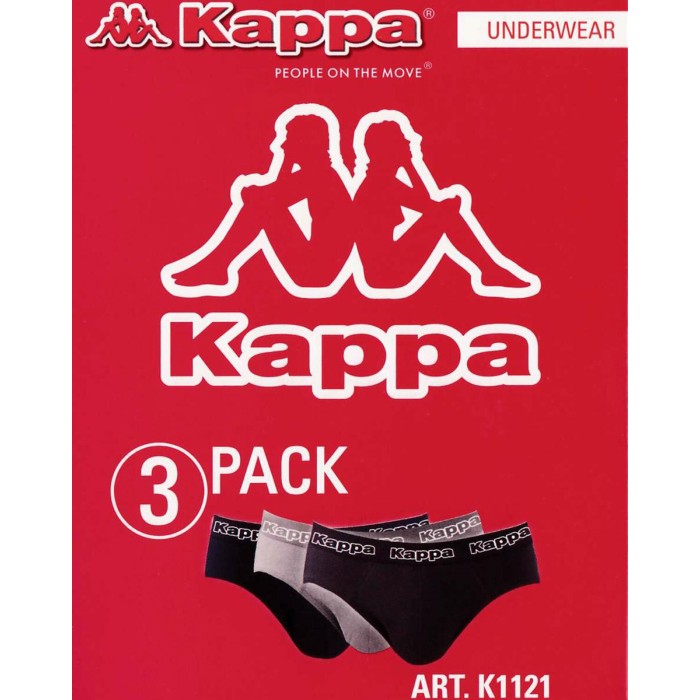 3 Slip uomo Kappa in cotone Bi-elastico con elastico esterno loggato