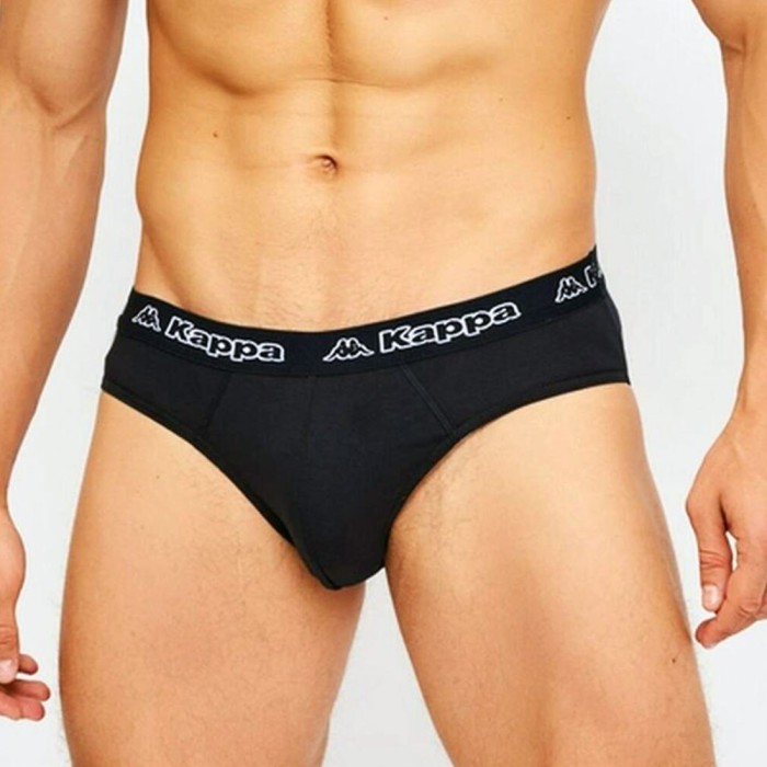 3 Slip uomo Kappa in cotone Bi-elastico con elastico esterno loggato