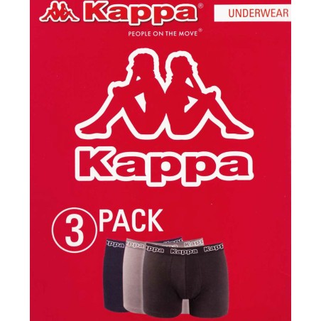 3 Boxer uomo Kappa in cotone bi-elasticizzato con elastico esterno loggato