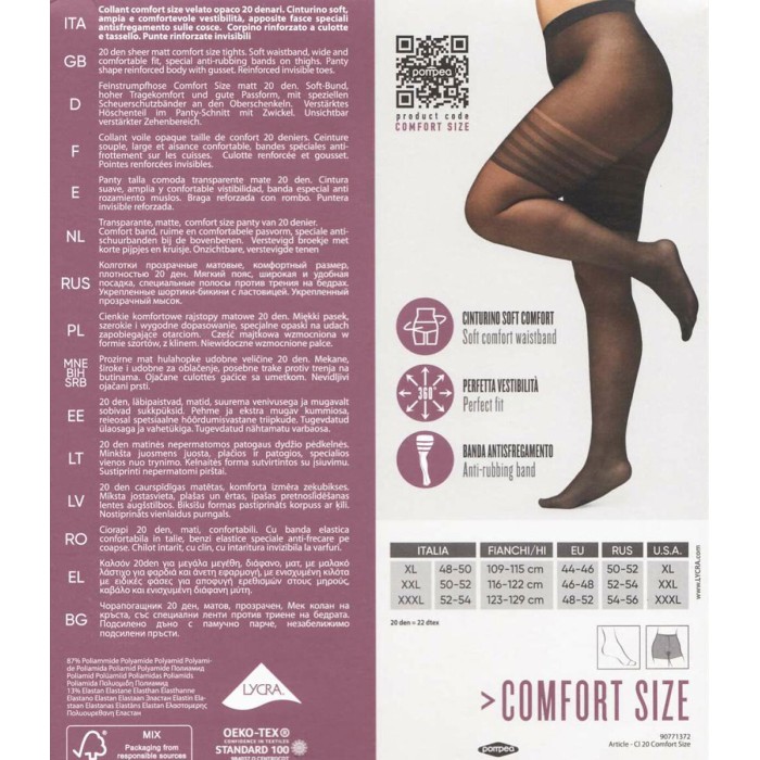 3 Collant donna Pompea Taglie Comode velato opaco extra comfort