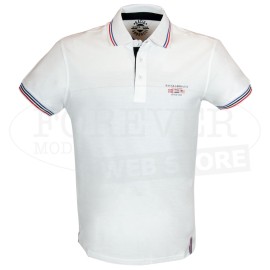 Polo uomo Baci Abbracci manica corta con logo frontale e profili rigati