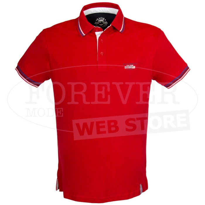 Polo uomo Baci Abbracci manica corta con logo frontale e profili rigati