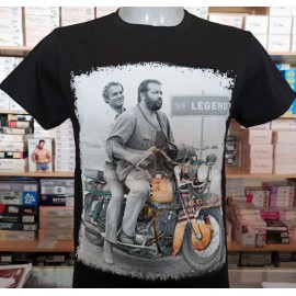 T-shirt manica corta in cotone con Bud Spancer e Terence Hill in moto 2