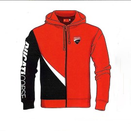 Felpa uomo Ducati Corse Ufficiale aperta cerniera con tasche e cappuccio