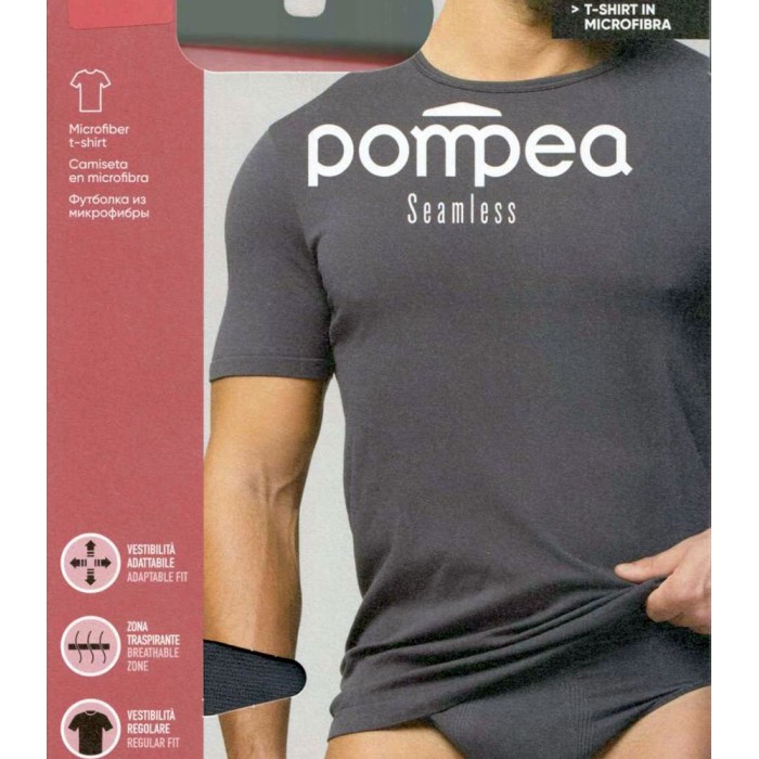 T-Shirt uomo Pompea manica corta a girocollo in microfibra liscia