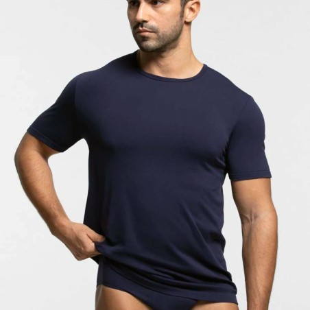 T-Shirt uomo Pompea manica corta a girocollo in microfibra liscia