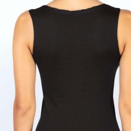 Top canottiera donna Egi Free Spirit a spalla larga in cotone con profili smerlati 2