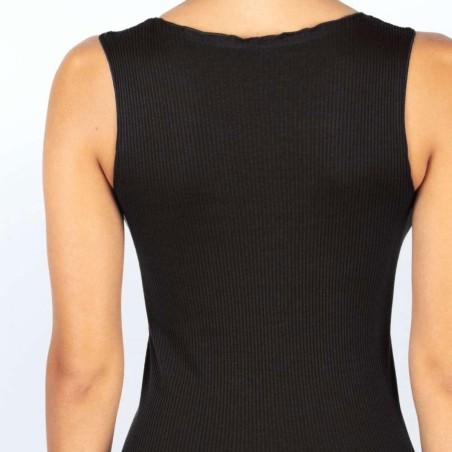 Top canottiera donna Egi Free Spirit a spalla larga in cotone con profili smerlati