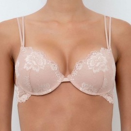 Reggiseno donna Lormar tutto pizzo e micro-tulle con imbottitura