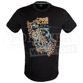 T-shirt uomo Cavalli manica corta a girocollo con stampa ghepardo su oro 2