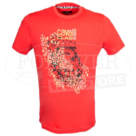 T-shirt uomo Cavalli manica corta a girocollo con stampa ghepardo su oro