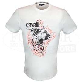 T-shirt uomo Cavalli manica corta a girocollo con ghepardo e stampa oro