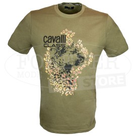 T-shirt uomo Cavalli manica corta a girocollo con ghepardo e stampa oro 2