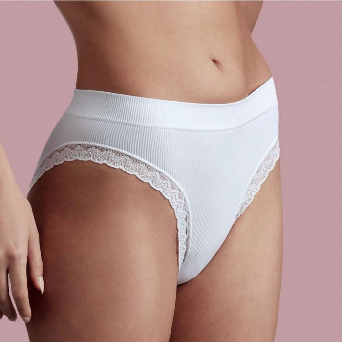 3 Slip donna Bellissima in microfibra a costina con girogamba in pizzo