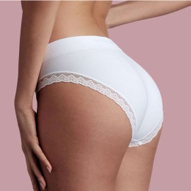 3 Slip donna Bellissima in microfibra a costina con girogamba in pizzo 2