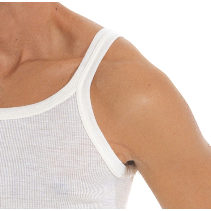 3 Canottiere uomo Fragi Ever a spalla stretta in cotone pettinato a costina