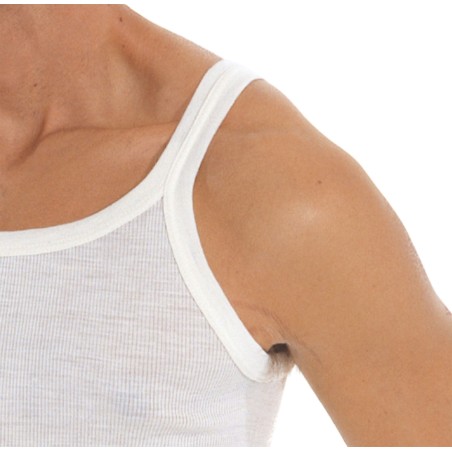 3 Canottiere uomo Fragi Ever a spalla stretta in cotone pettinato a costina