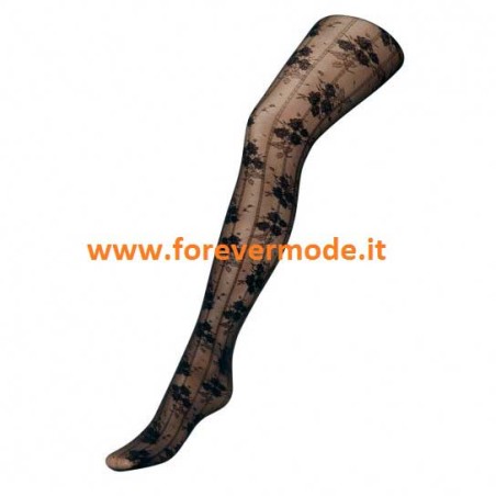 Collant donna Matignon Eclat, motivo gessato con fiori