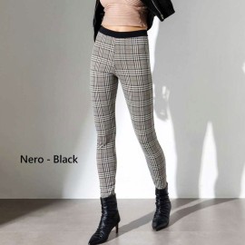 Leggings donna Jadea in tessuto scozzese jaquard elasticizzato invernale