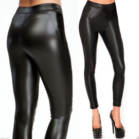 Leggings donna Meritex in Ecopelle con interno in calda felpa termica