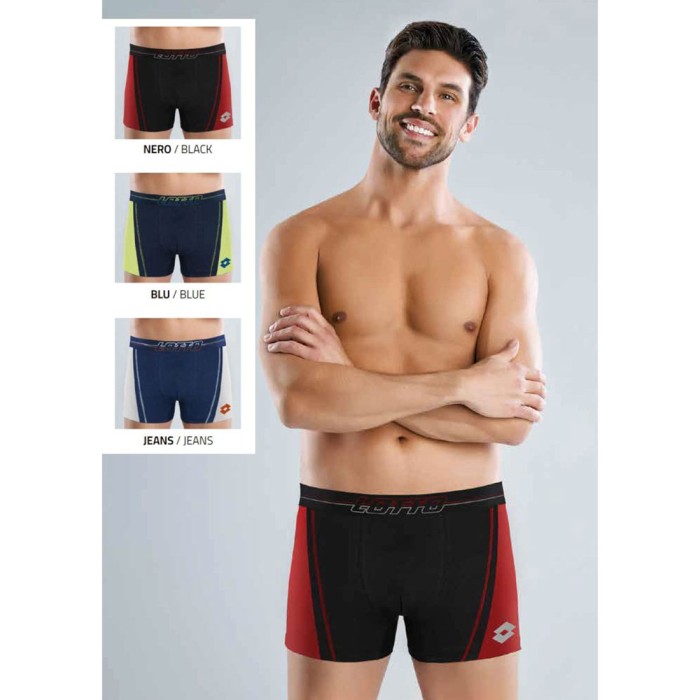 6 Boxer uomo Lotto Moda in cotone elasticizzato con elastico esterno loggato